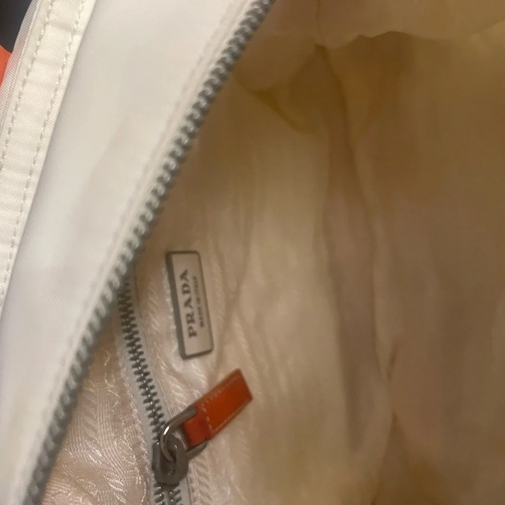 Prada Nylon 2-Way White and Orange Bag - Picture 9 of 11